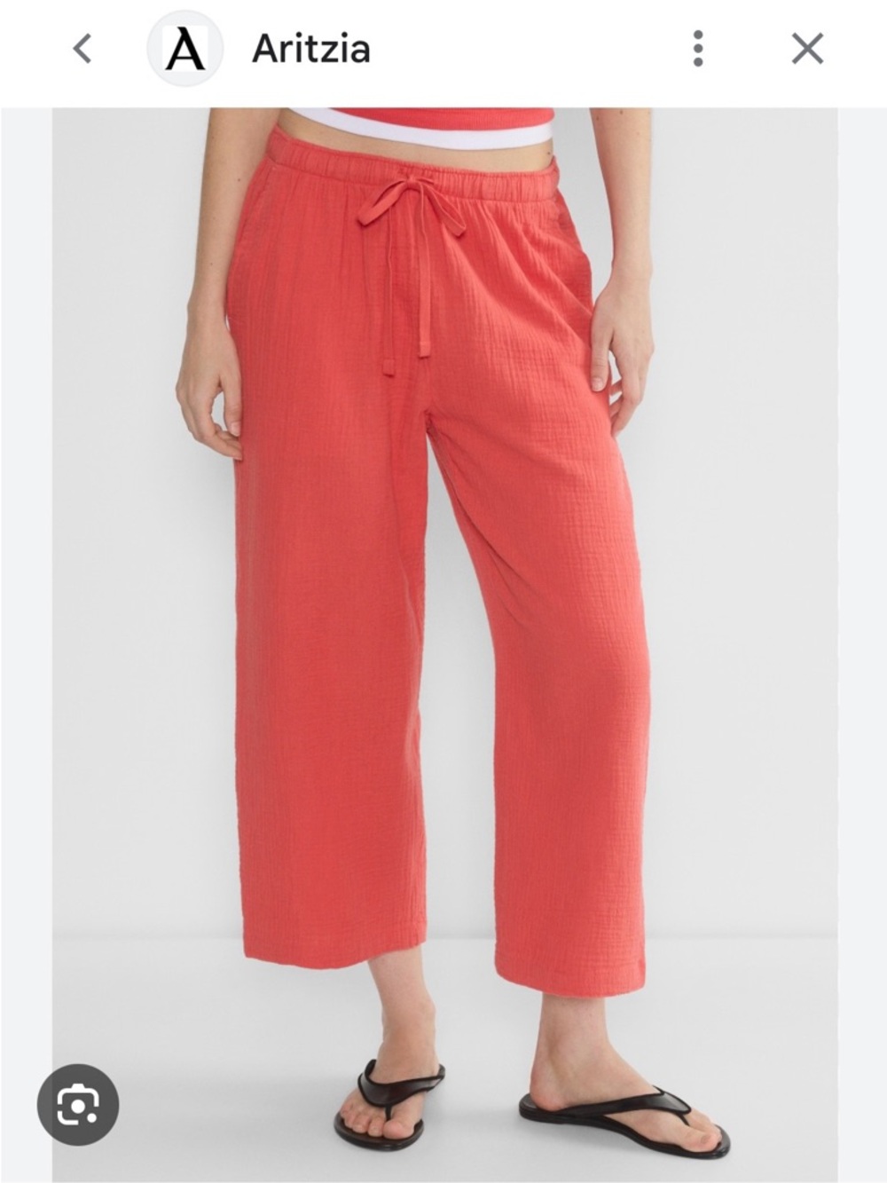 Aritzia Coral Sail pants cropped